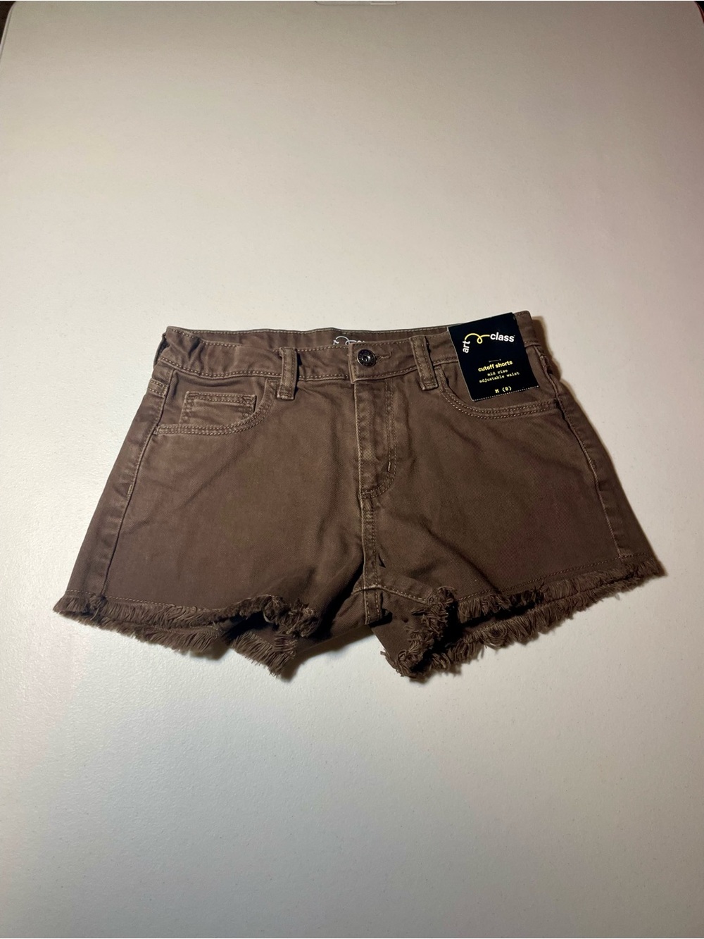 NWT Target Art Class Girls Brown Mid Rise Cutoff Denim Shorts Size M (8)